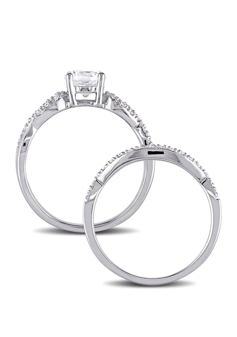1 ct. t.w. Lab Created White Sapphire and 1/6 ct. t.w. Diamond Infinity Bridal Set in 10K White Gold
