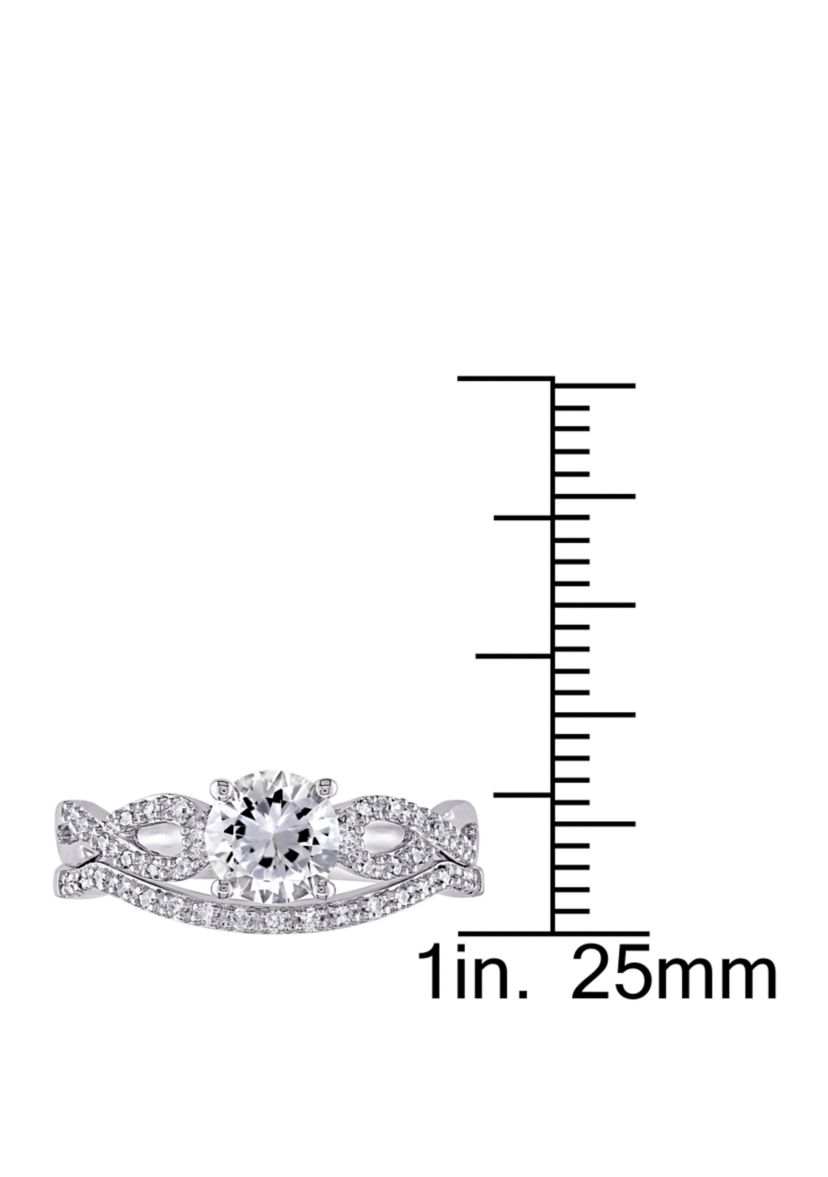 1 ct. t.w. Lab Created White Sapphire and 1/6 ct. t.w. Diamond Infinity Bridal Set in 10K White Gold