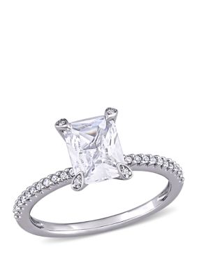 Belk & Co 2 Ct. T.w. Lab Created White Sapphire And 1/10 Ct. T.w. Diamond Engagement Ring In 10K White Gold
