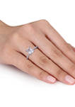 2 ct. t.w. Lab Created White Sapphire and 1/10 ct. t.w. Diamond Engagement Ring in 10K White Gold