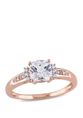 Belk & Co 1.25 Ct. T.w. Lab Created White Sapphire And 1/10 Ct. T.w. Diamond Accent Engagement Ring In 10K Rose Gold