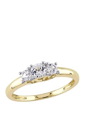 5/8 ct. t.w. Lab Created White Sapphire 3 Stone Engagement Ring 10K Yellow Gold