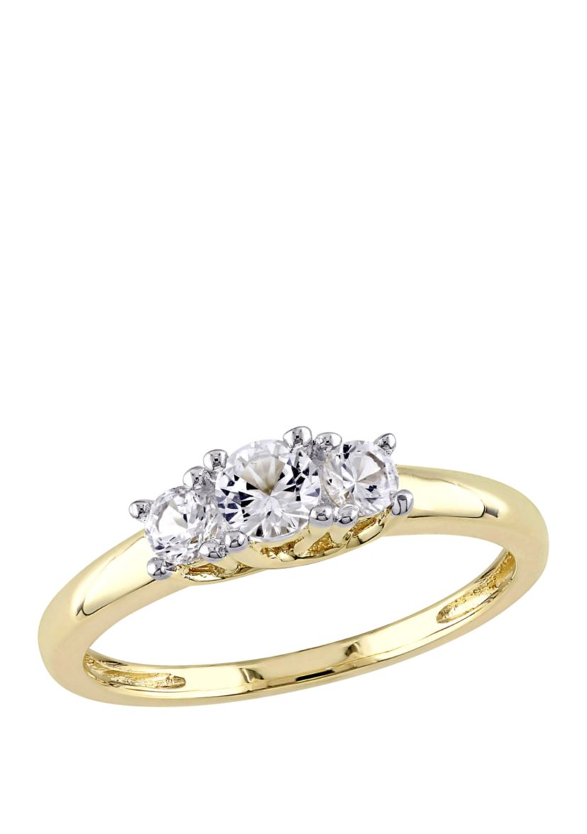 5/8 ct. t.w. Lab Created White Sapphire 3 Stone Engagement Ring in 10K Yellow Gold