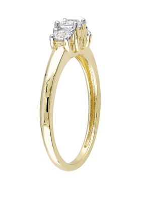 5/8 ct. t.w. Lab Created White Sapphire 3 Stone Engagement Ring 10K Yellow Gold