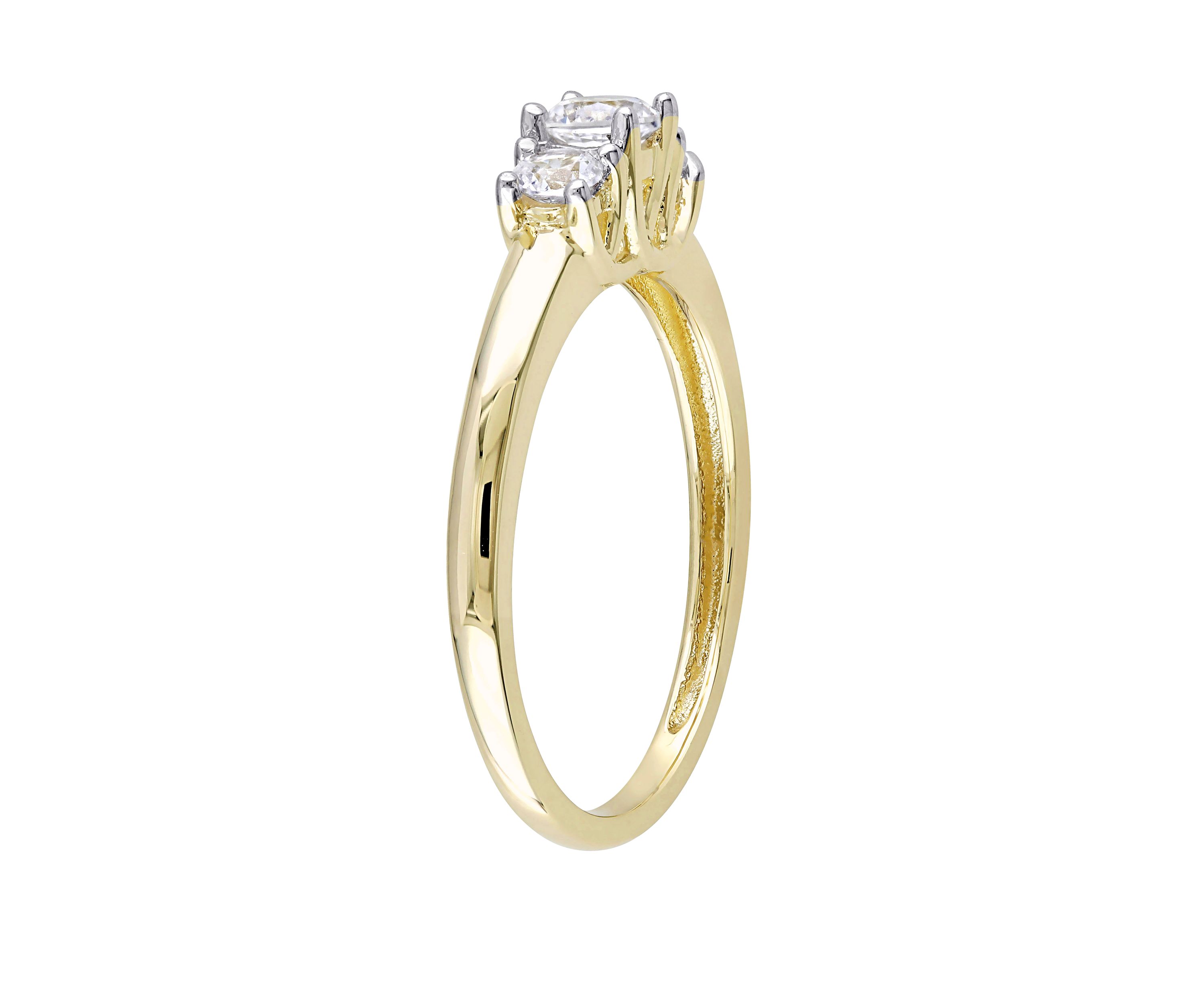 5/8 ct. t.w. Lab Created White Sapphire 3 Stone Engagement Ring in 10K Yellow Gold