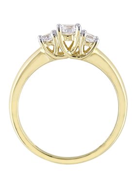 5/8 ct. t.w. Lab Created White Sapphire 3 Stone Engagement Ring 10K Yellow Gold