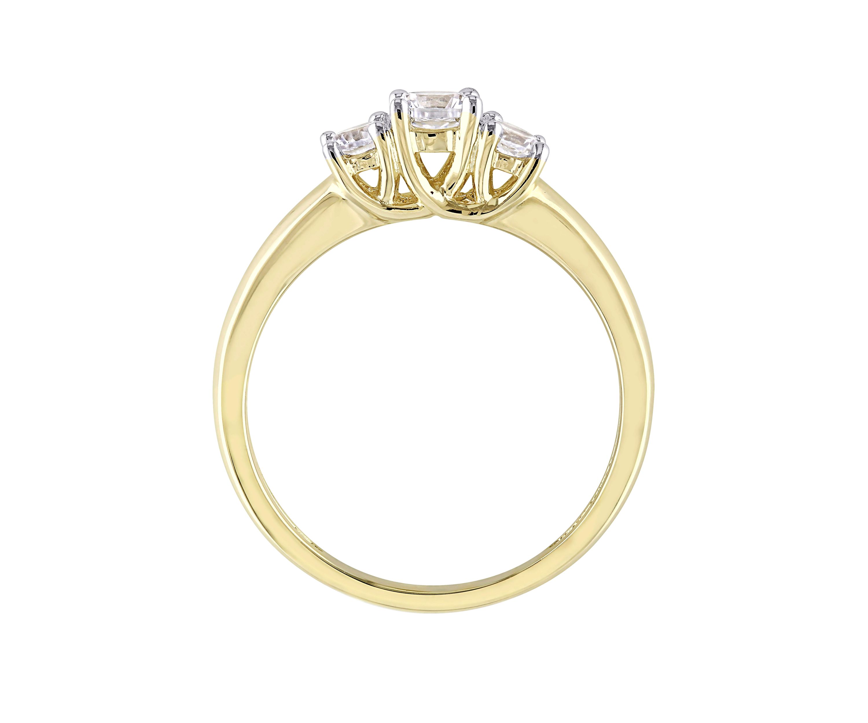 5/8 ct. t.w. Lab Created White Sapphire 3 Stone Engagement Ring in 10K Yellow Gold