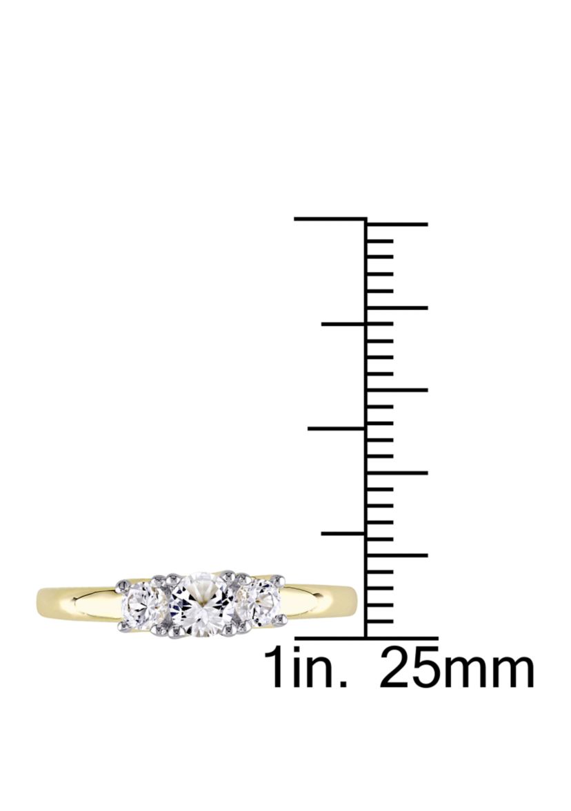5/8 ct. t.w. Lab Created White Sapphire 3 Stone Engagement Ring in 10K Yellow Gold
