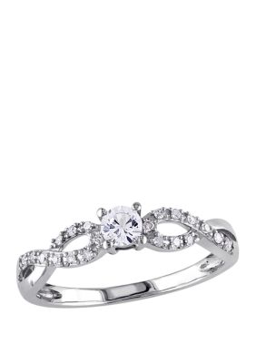 Belk & Co 1/4 Ct. T.w. Lab Created White Sapphire And 1/10 Ct. T.w. Diamond Infinity Promise Ring In 10K White Gold, 4.5 -  0686692261228
