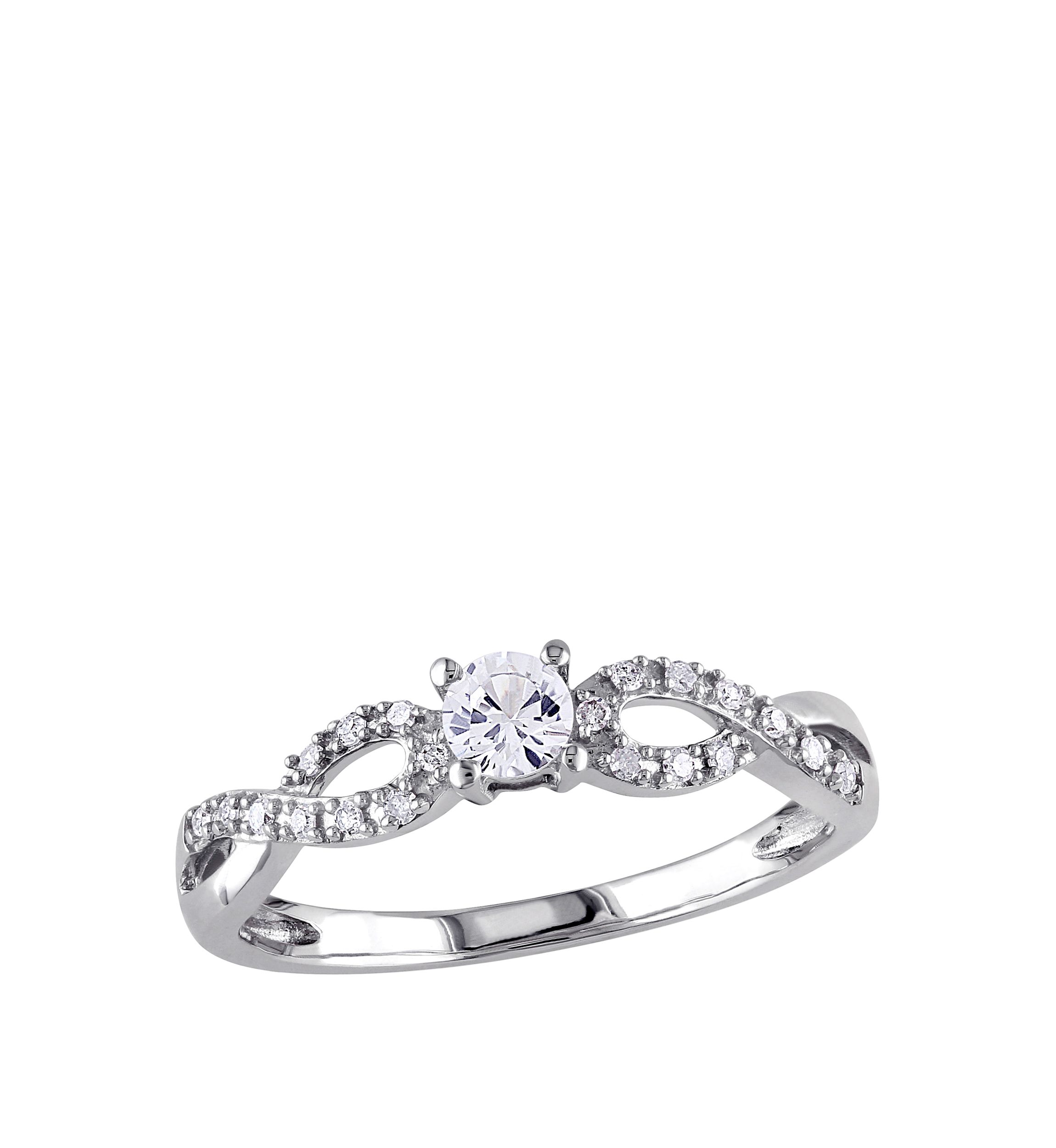 1/4 ct. t.w. Lab Created White Sapphire and 1/10 ct. t.w. Diamond Infinity Promise Ring in 10K White Gold