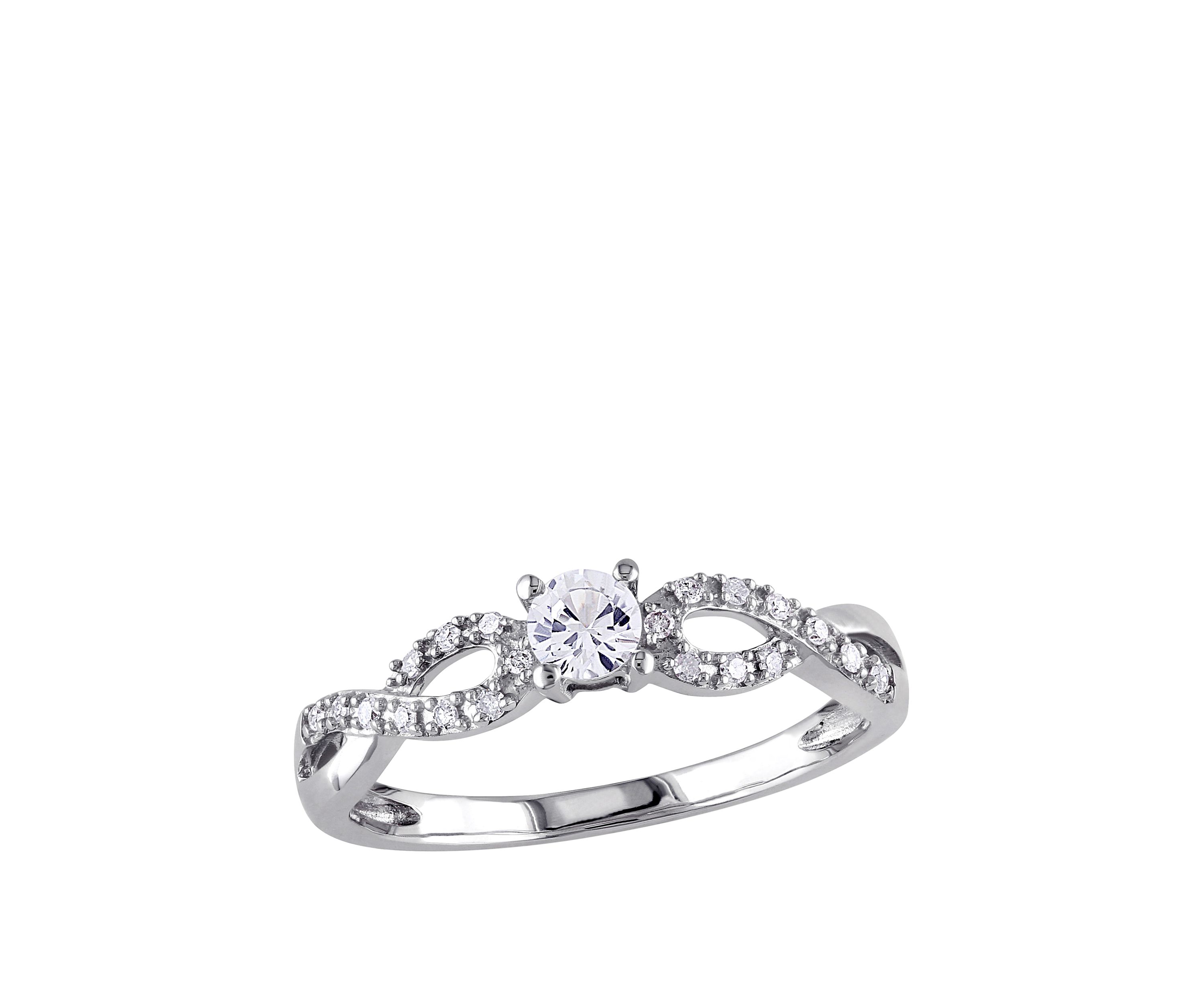 1/4 ct. t.w. Lab Created White Sapphire and 1/10 ct. t.w. Diamond Infinity Promise Ring in 10K White Gold