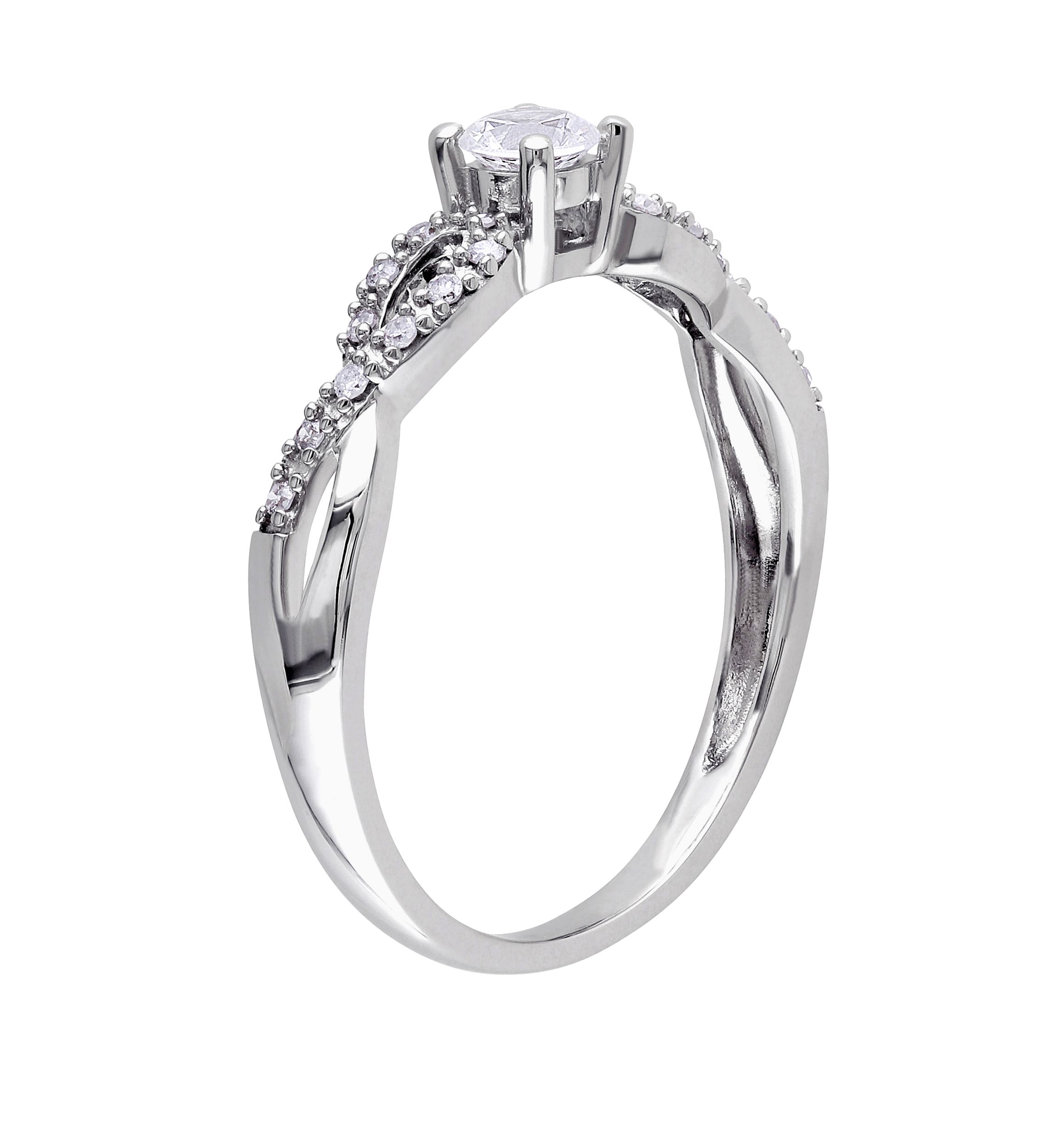 1/4 ct. t.w. Lab Created White Sapphire and 1/10 ct. t.w. Diamond Infinity Promise Ring in 10K White Gold
