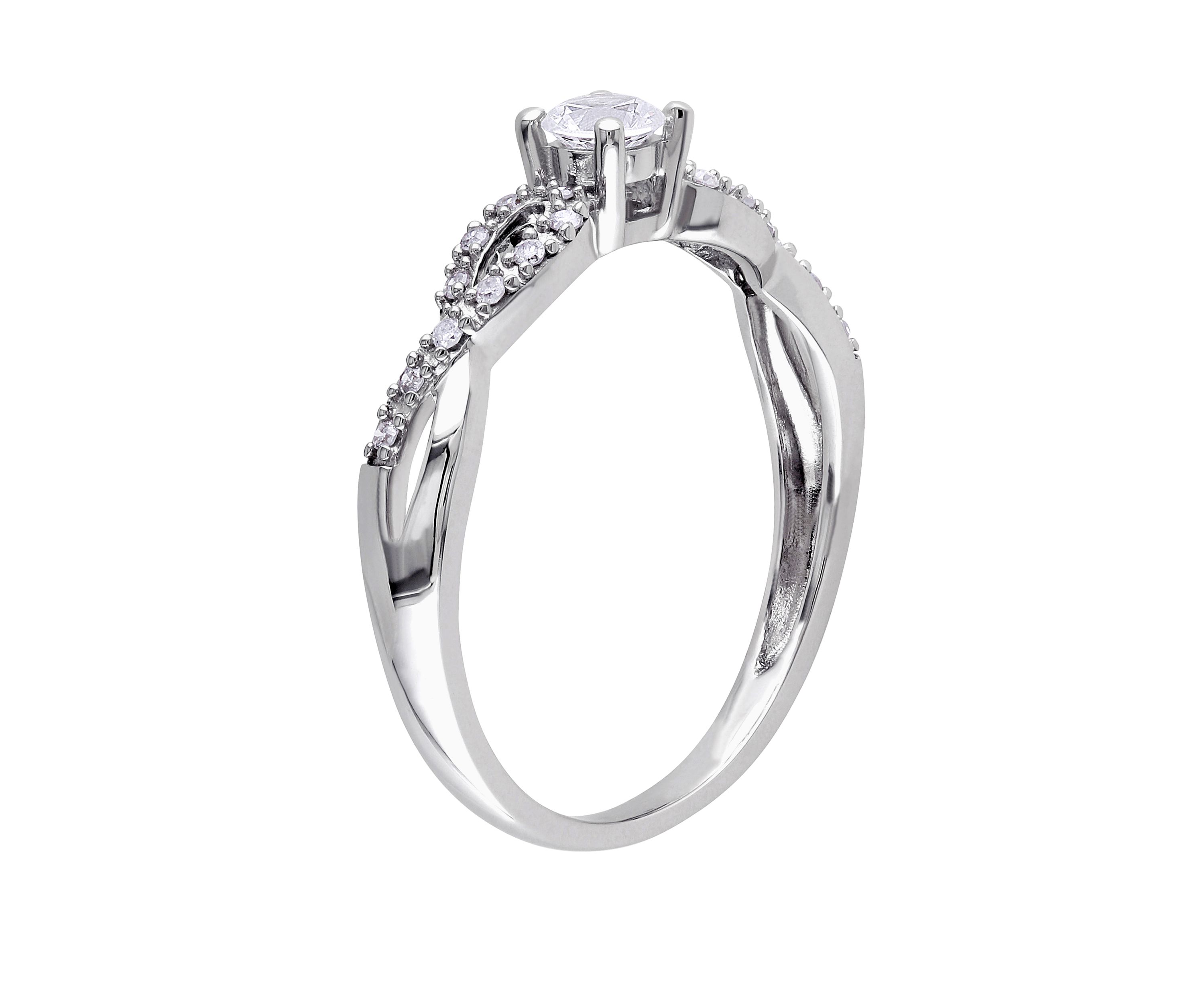 1/4 ct. t.w. Lab Created White Sapphire and 1/10 ct. t.w. Diamond Infinity Promise Ring in 10K White Gold