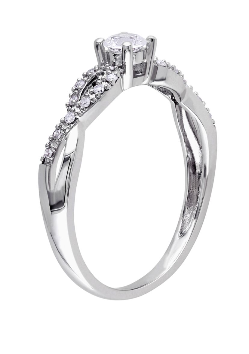 1/4 ct. t.w. Lab Created White Sapphire and 1/10 ct. t.w. Diamond Infinity Promise Ring in 10K White Gold