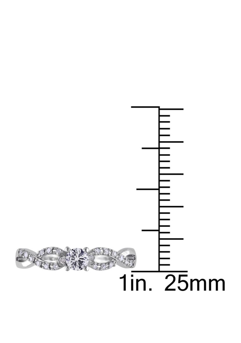 1/4 ct. t.w. Lab Created White Sapphire and 1/10 ct. t.w. Diamond Infinity Promise Ring in 10K White Gold