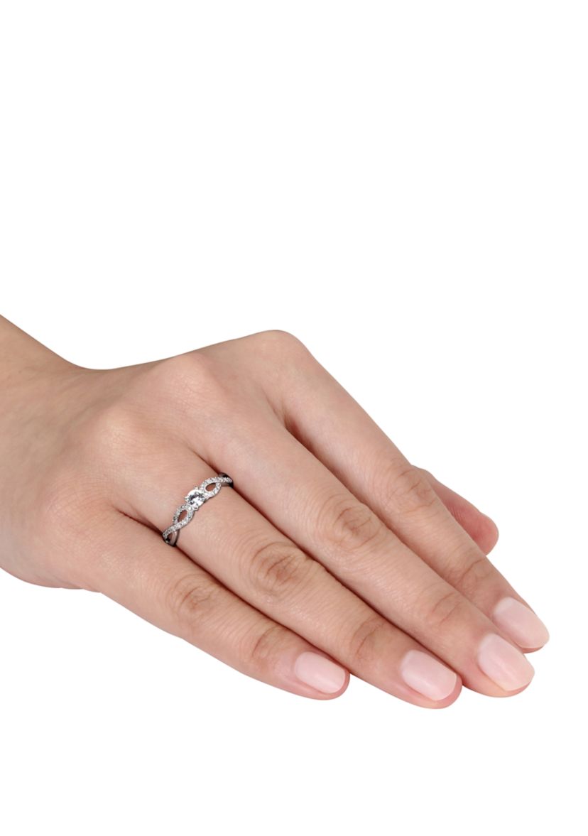 1/4 ct. t.w. Lab Created White Sapphire and 1/10 ct. t.w. Diamond Infinity Promise Ring in 10K White Gold