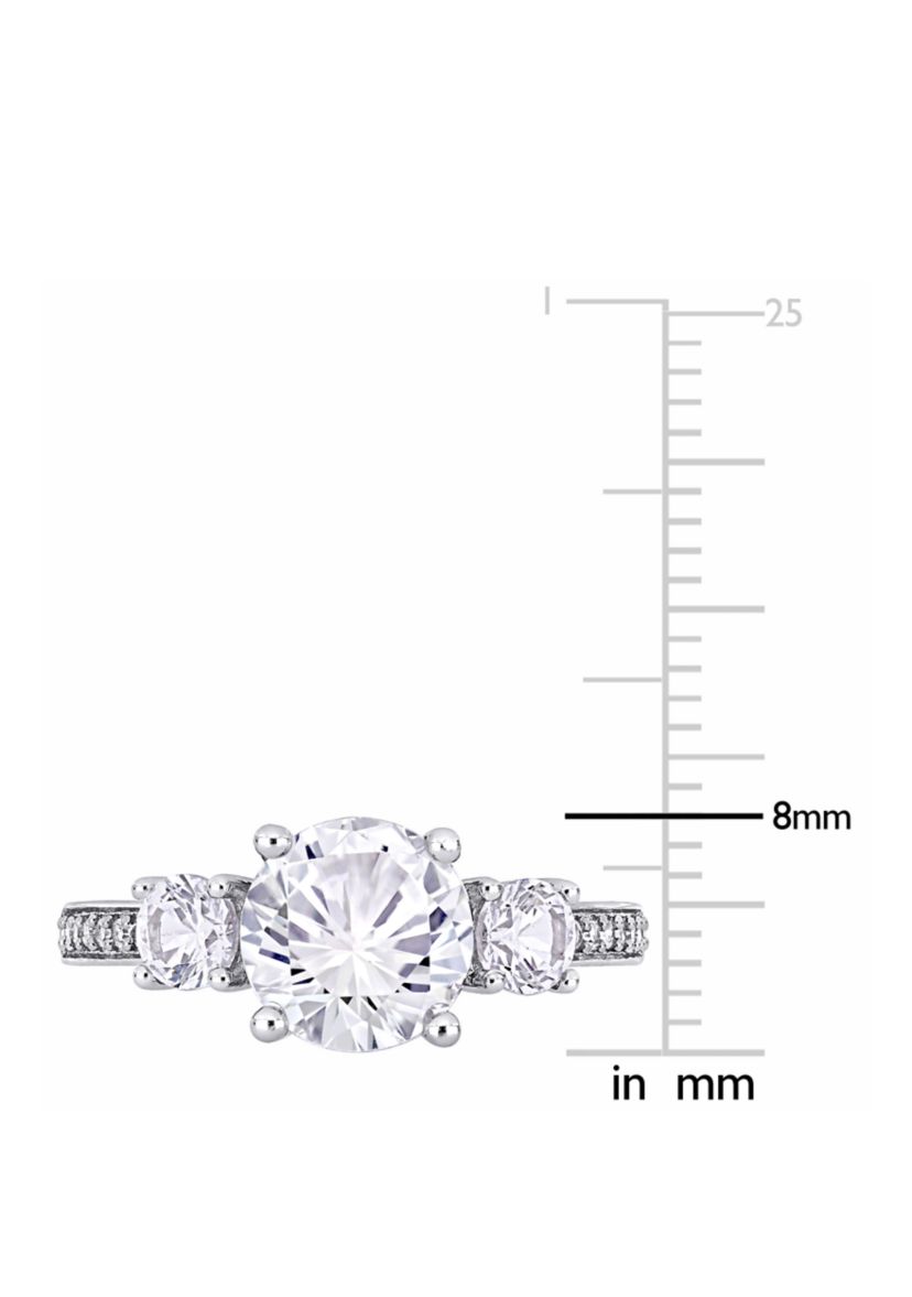 3 ct. t.w. Lab Created White Sapphire and 1/10 ct. t.w. Diamond 3 Stone Ring in 10K White Gold