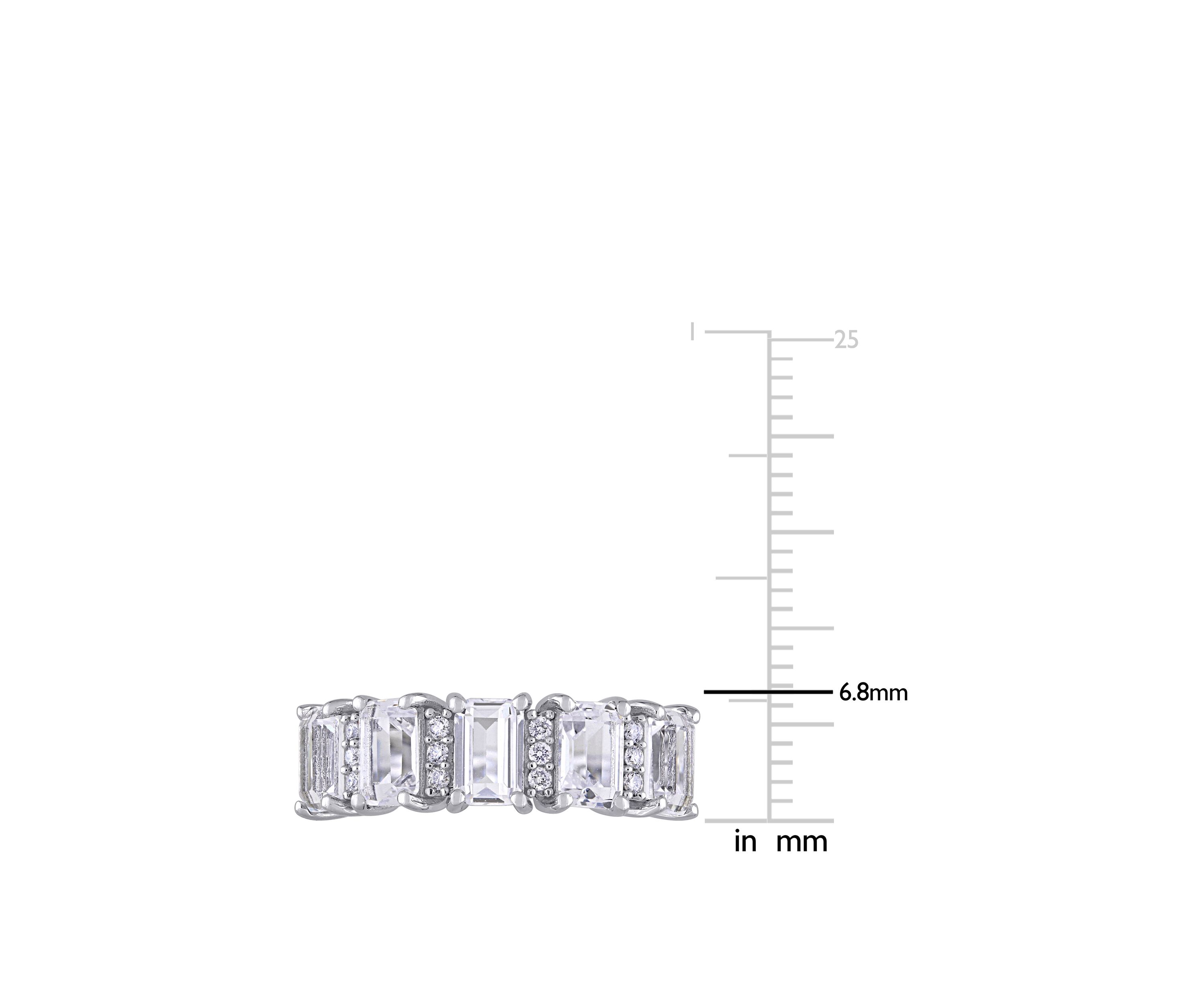 3.3 ct. t.w. Lab Created White Sapphire and 1/10 ct. t.w. Diamond Semi-Eternity Ring in 10K White Gold