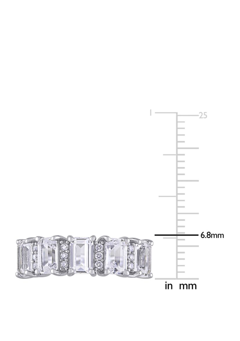3.3 ct. t.w. Lab Created White Sapphire and 1/10 ct. t.w. Diamond Semi-Eternity Ring in 10K White Gold