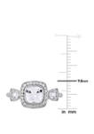 1.5 ct. t.w. Lab Created White Sapphire and 1/6 ct. t.w. Diamond Halo 3 Stone Ring in 10K White Gold