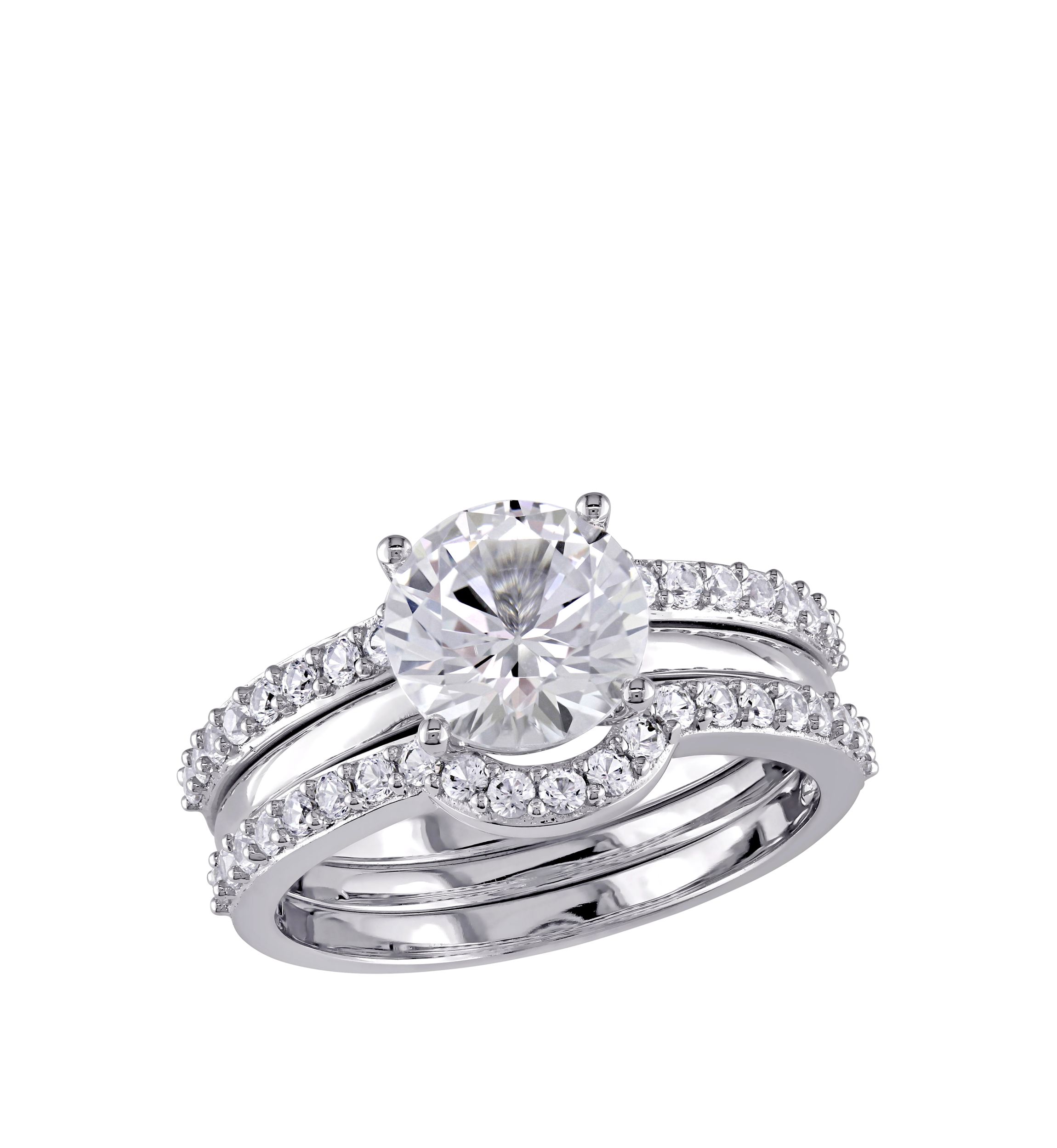 3.25 ct. t.w. Lab Created White Sapphire 3 Piece Bridal Ring Set in 10K White Gold