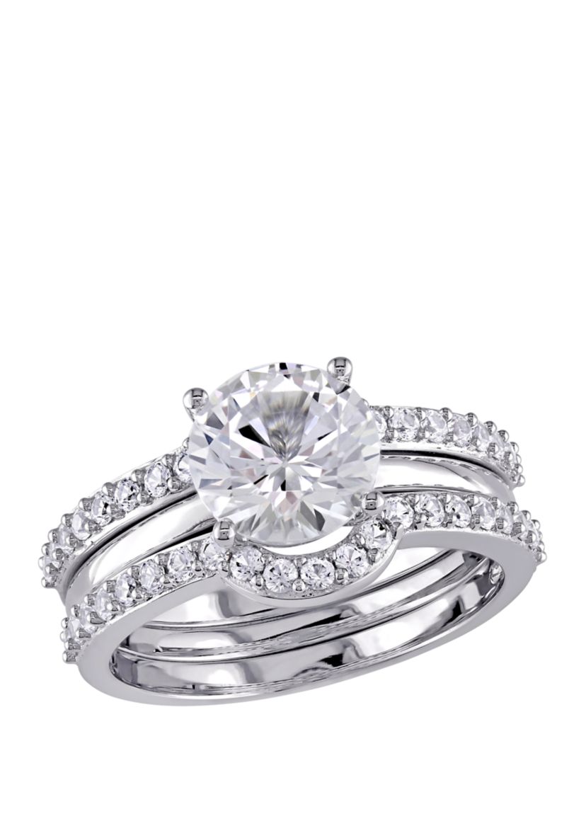 3.25 ct. t.w. Lab Created White Sapphire 3 Piece Bridal Ring Set in 10K White Gold