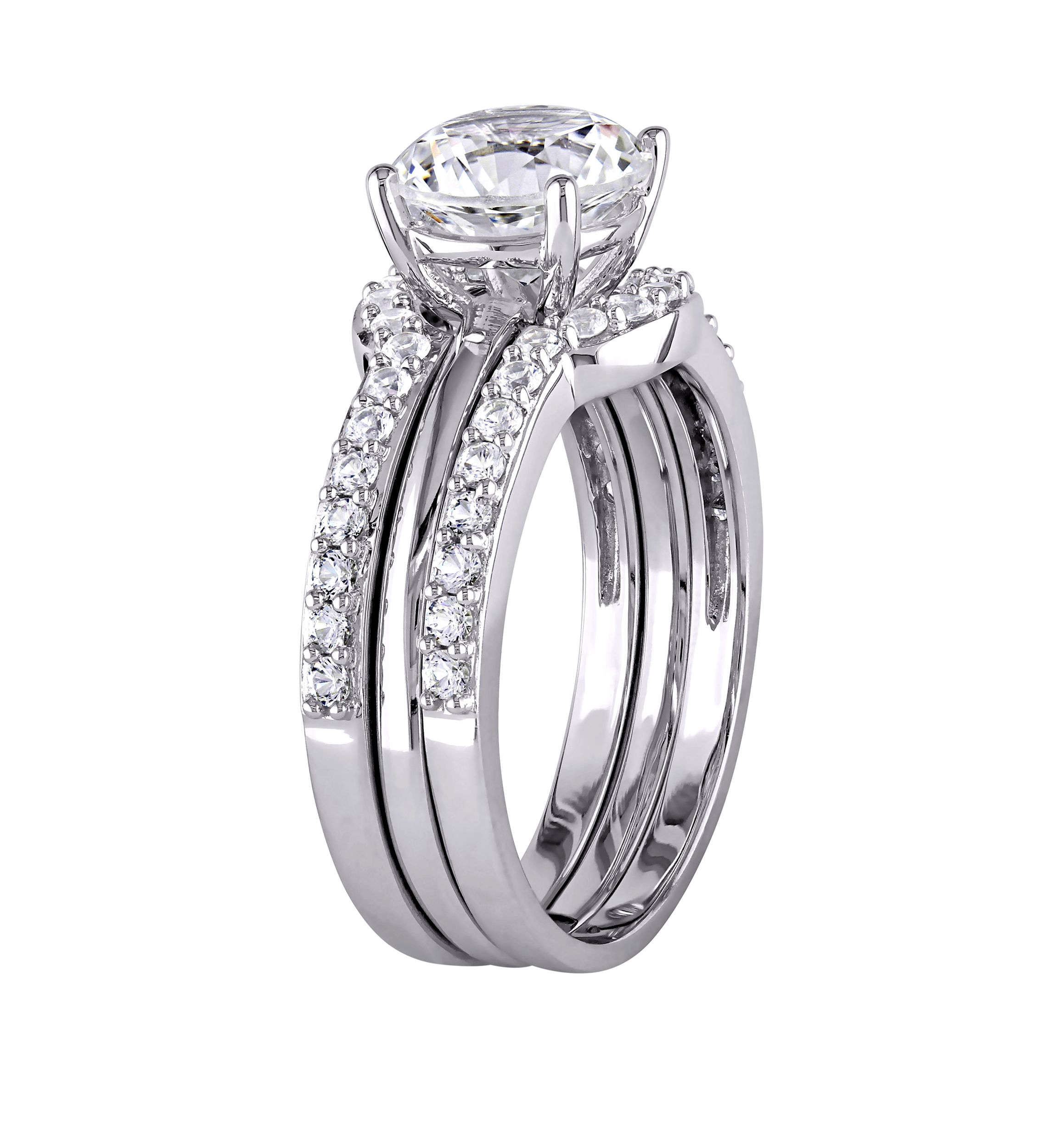 3.25 ct. t.w. Lab Created White Sapphire 3 Piece Bridal Ring Set in 10K White Gold