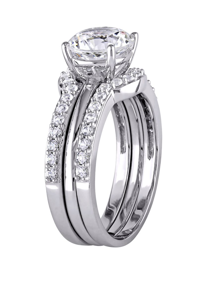 3.25 ct. t.w. Lab Created White Sapphire 3 Piece Bridal Ring Set in 10K White Gold