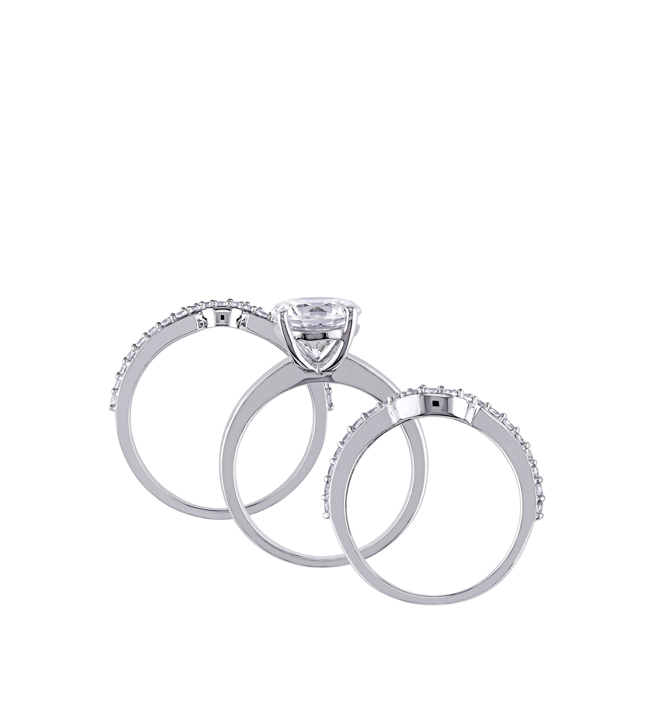 3.25 ct. t.w. Lab Created White Sapphire 3 Piece Bridal Ring Set in 10K White Gold