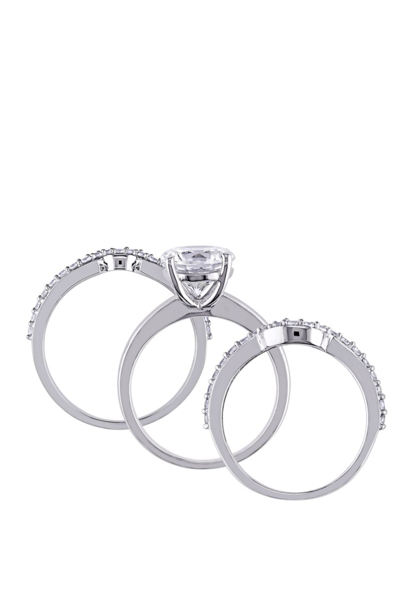 3.25 ct. t.w. Lab Created White Sapphire 3 Piece Bridal Ring Set in 10K White Gold