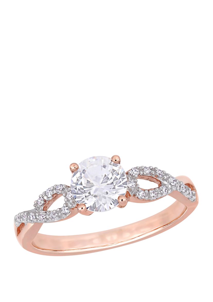 1 ct. t.w. Lab Created White Sapphire and 1/10 ct. t.w. Diamond Infinity Engagement Ring in 10K Rose gold