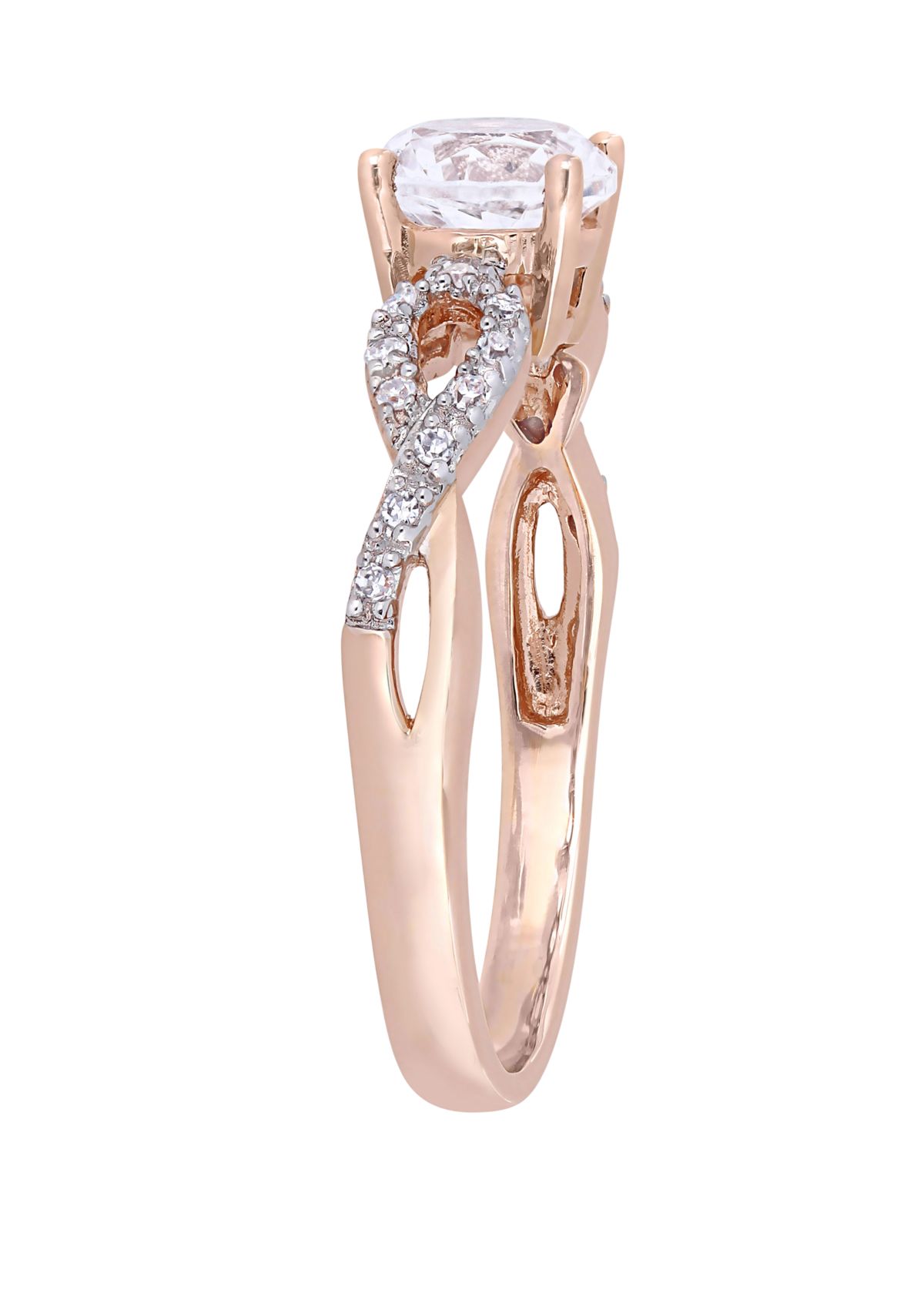1 ct. t.w. Lab Created White Sapphire and 1/10 ct. t.w. Diamond Infinity Engagement Ring in 10K Rose gold