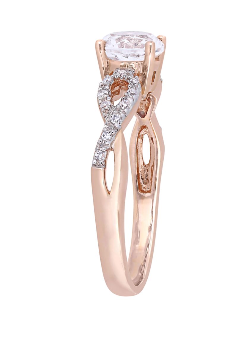 1 ct. t.w. Lab Created White Sapphire and 1/10 ct. t.w. Diamond Infinity Engagement Ring in 10K Rose gold