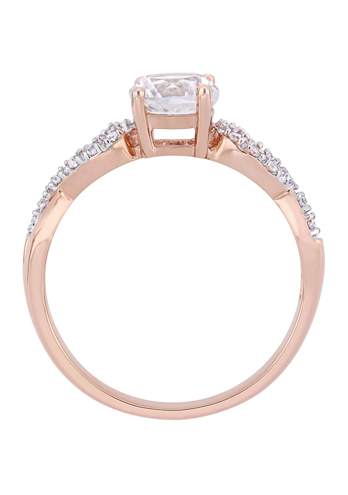 1 ct. t.w. Lab Created White Sapphire and 1/10 ct. t.w. Diamond Infinity Engagement Ring in 10K Rose gold