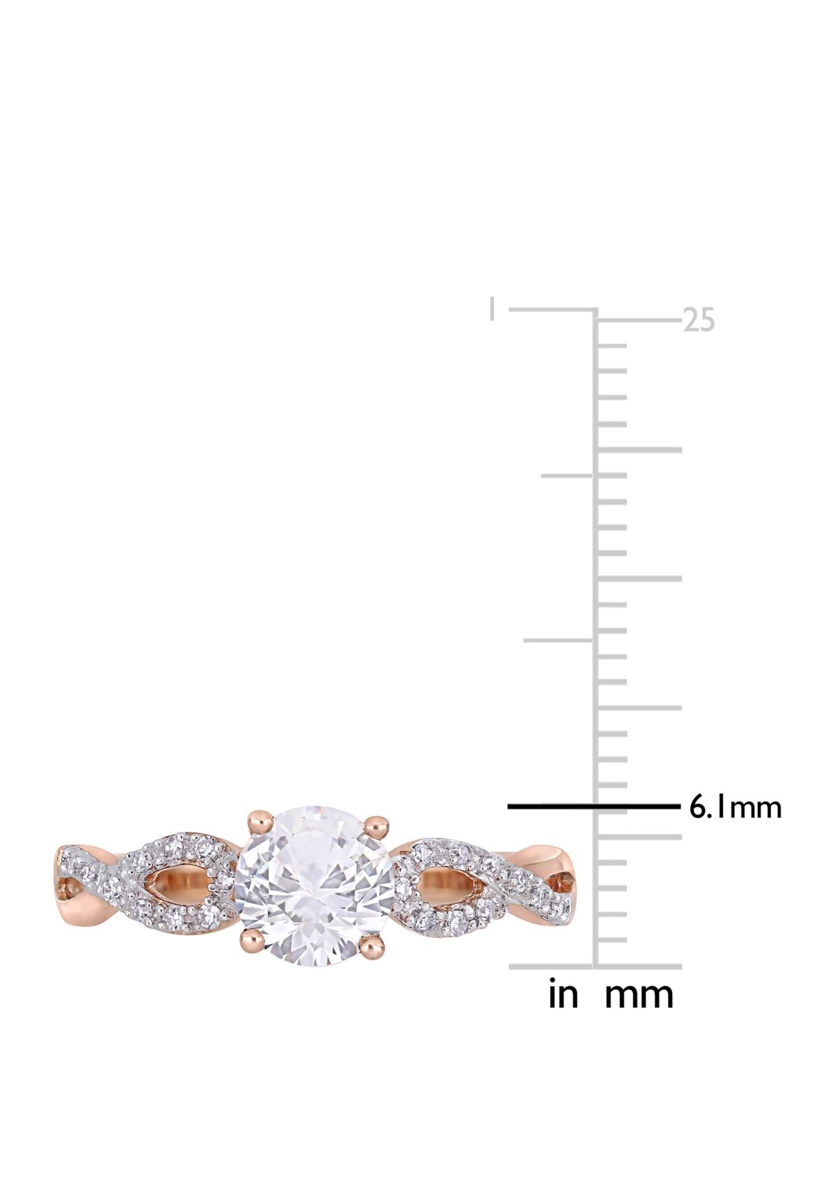 1 ct. t.w. Lab Created White Sapphire and 1/10 ct. t.w. Diamond Infinity Engagement Ring in 10K Rose gold