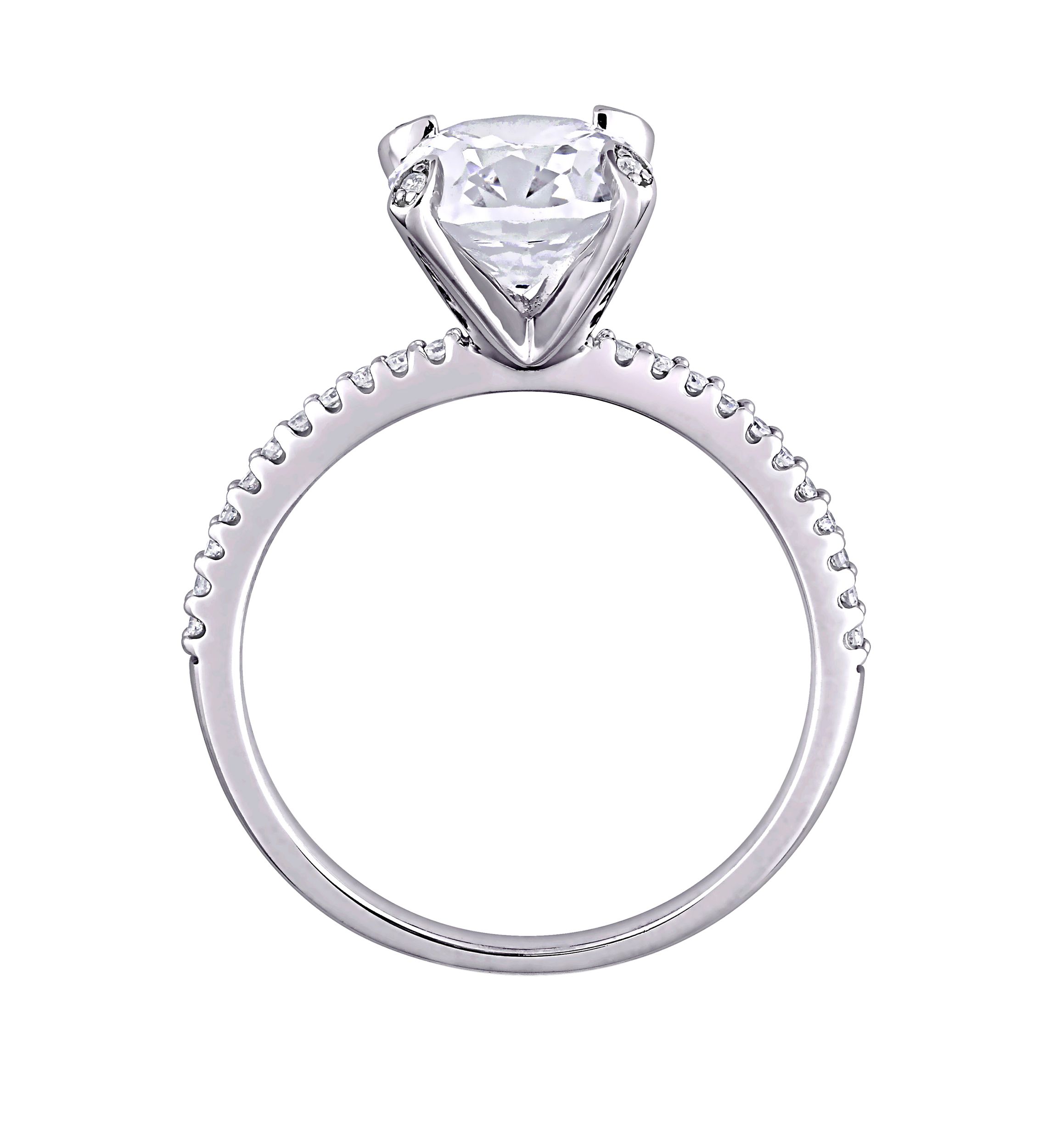4.16 ct. t.w. Lab Created White Sapphire and 1/10 ct. t.w. Diamond Oval Engagement Ring in 10K White Gold