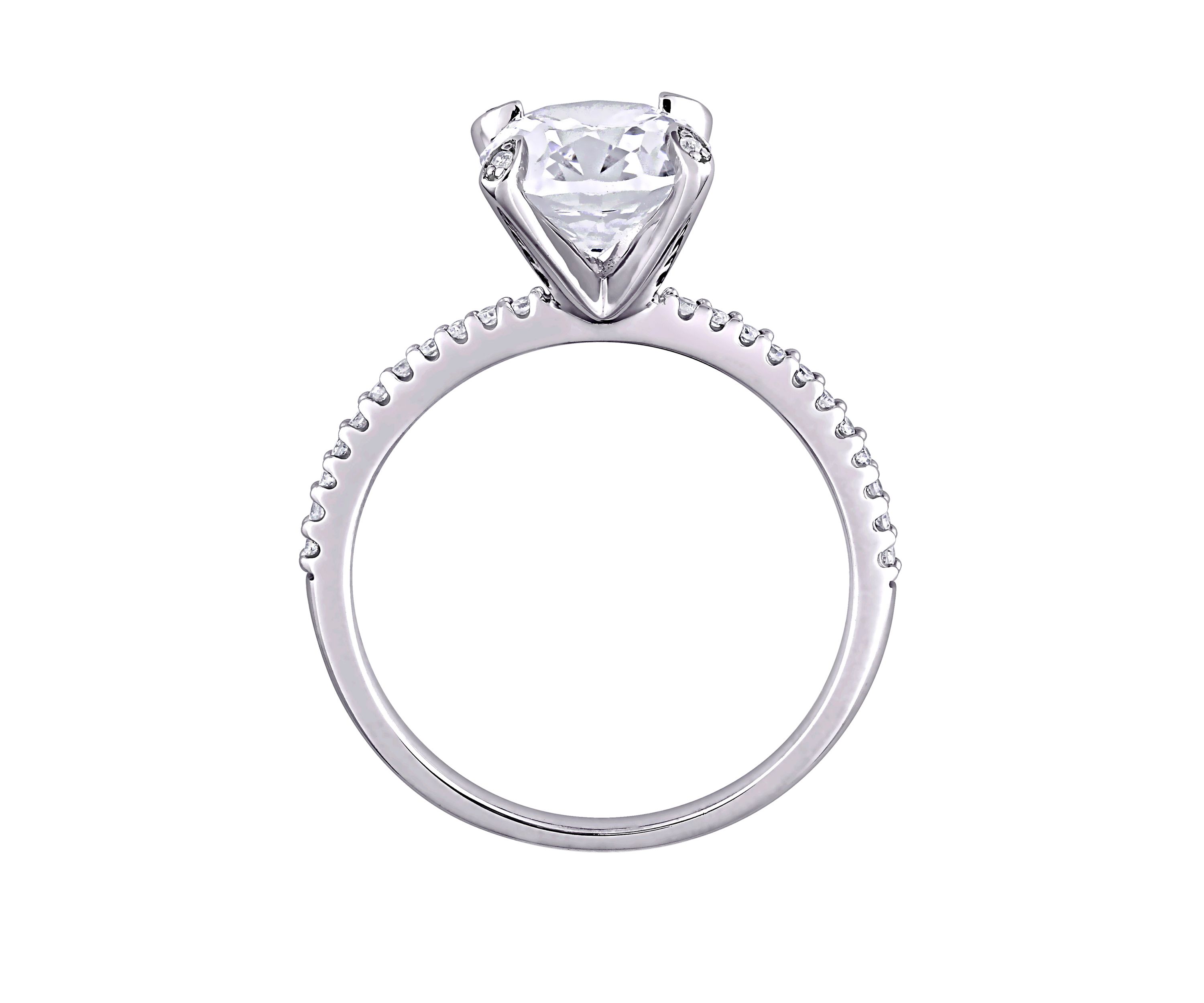 4.16 ct. t.w. Lab Created White Sapphire and 1/10 ct. t.w. Diamond Oval Engagement Ring in 10K White Gold