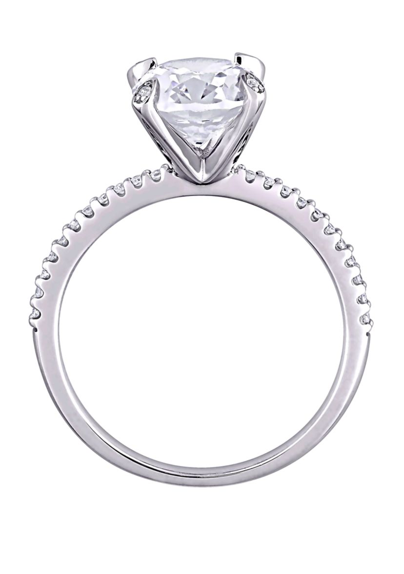 4.16 ct. t.w. Lab Created White Sapphire and 1/10 ct. t.w. Diamond Oval Engagement Ring in 10K White Gold