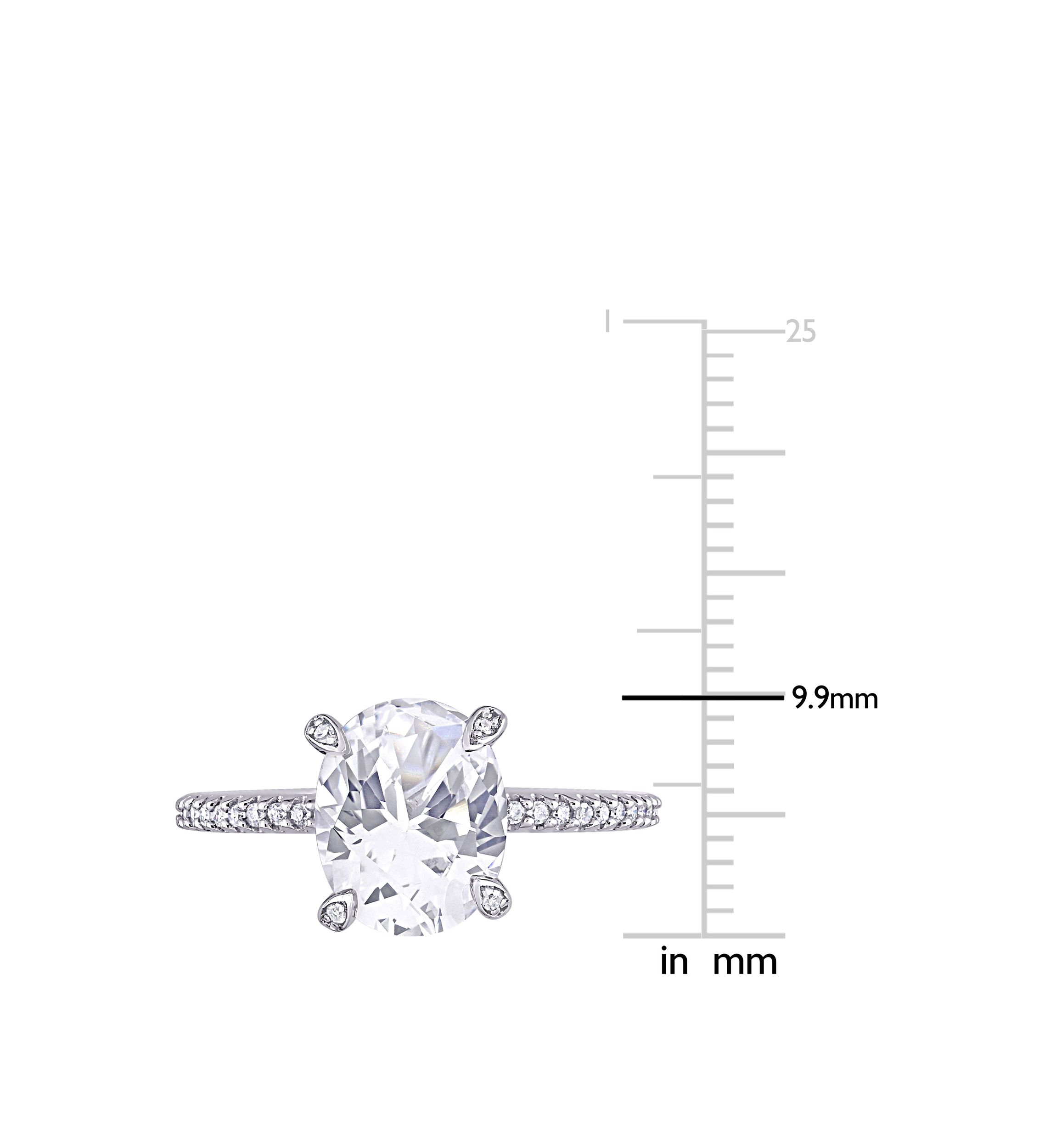 4.16 ct. t.w. Lab Created White Sapphire and 1/10 ct. t.w. Diamond Oval Engagement Ring in 10K White Gold