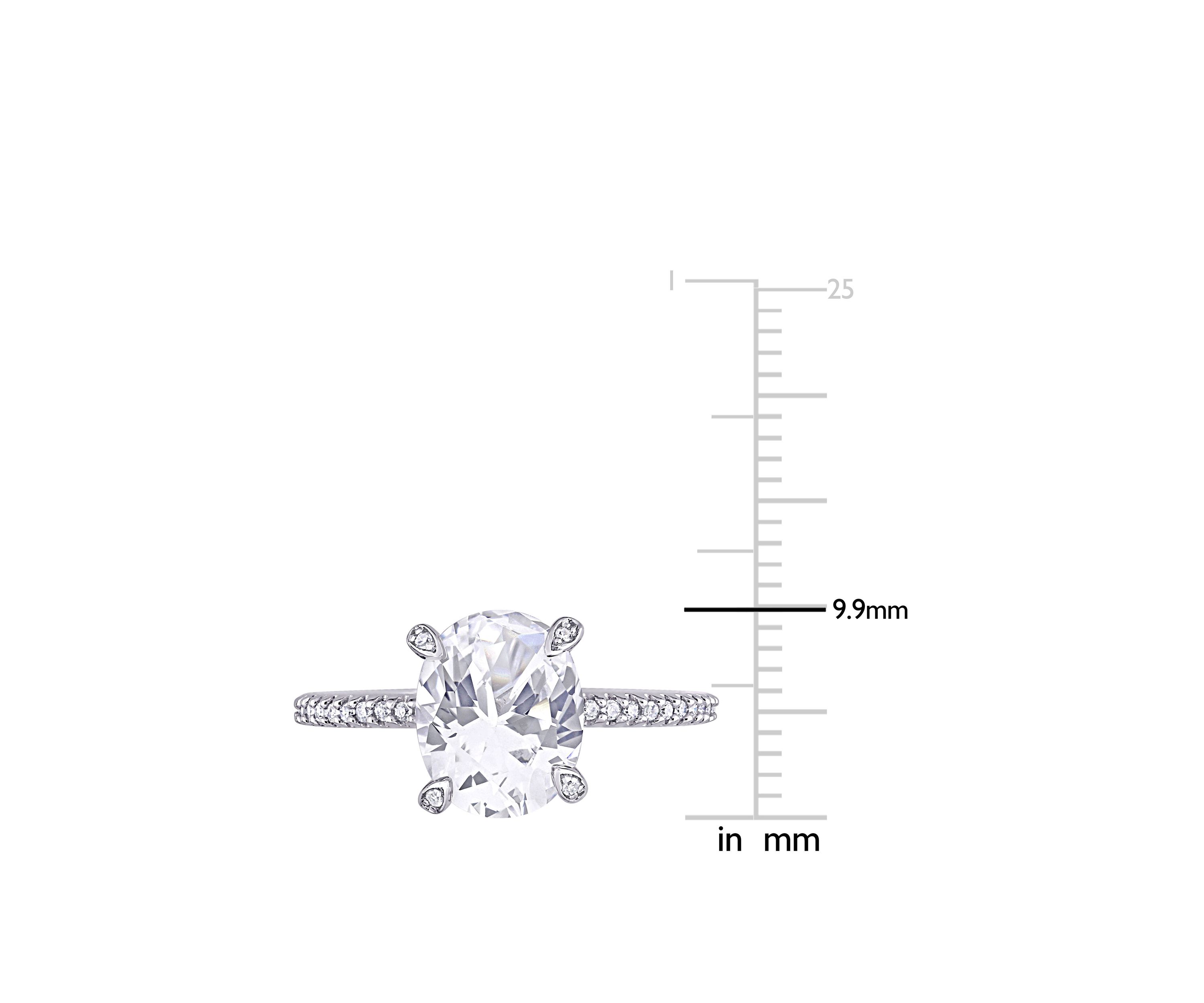 4.16 ct. t.w. Lab Created White Sapphire and 1/10 ct. t.w. Diamond Oval Engagement Ring in 10K White Gold