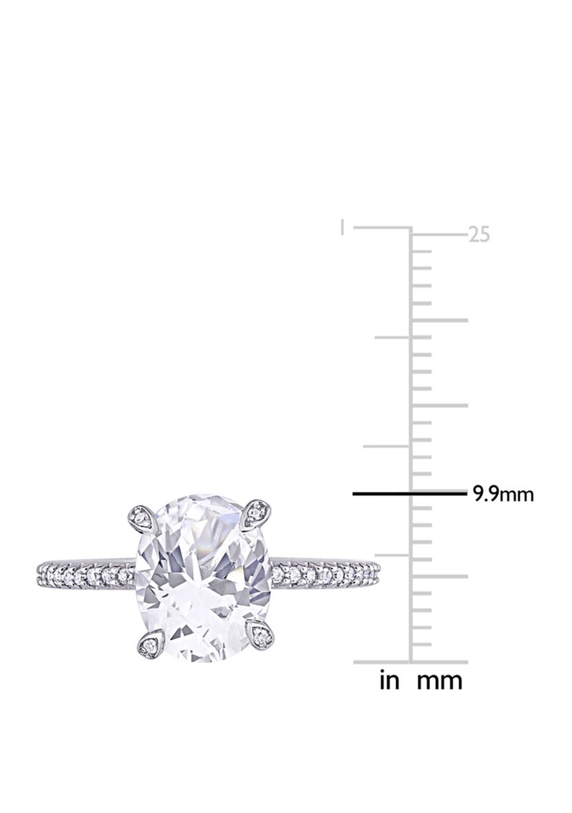 4.16 ct. t.w. Lab Created White Sapphire and 1/10 ct. t.w. Diamond Oval Engagement Ring in 10K White Gold