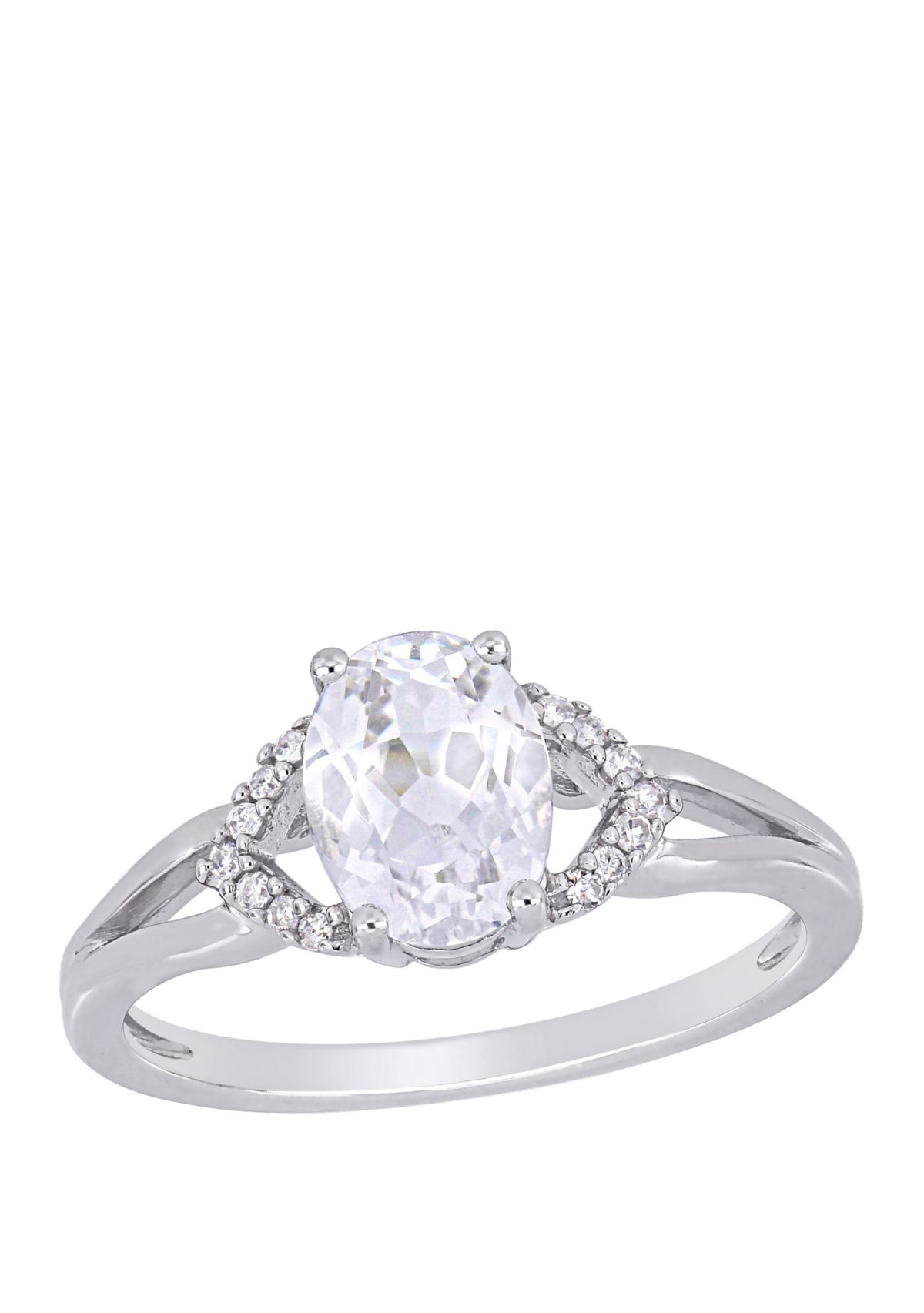 2 ct. t.w. Lab Created White Sapphire and 1/10 ct. t.w. Diamond Accent Split Shank Engagement Ring in 10K White Gold