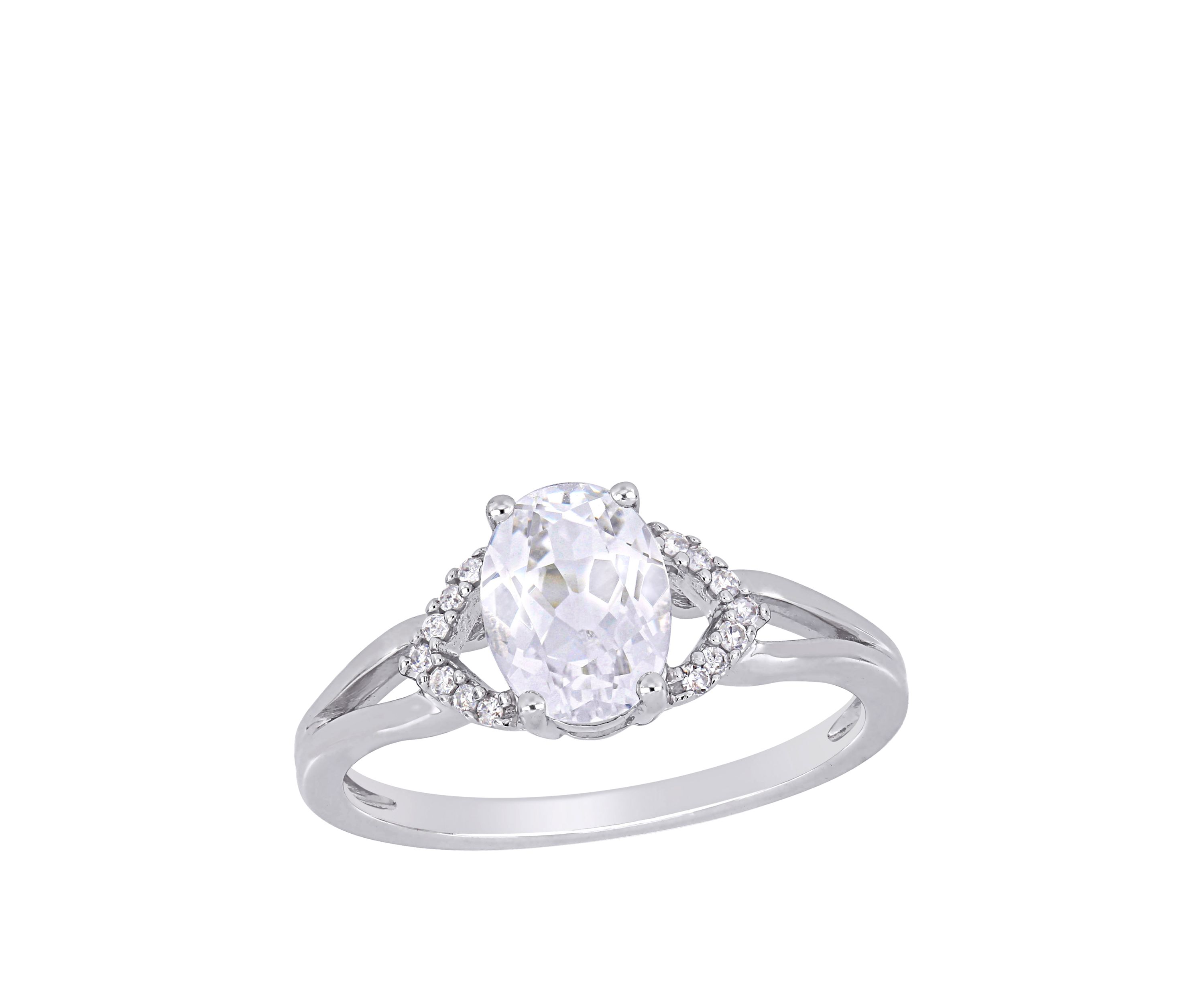 2 ct. t.w. Lab Created White Sapphire and 1/10 ct. t.w. Diamond Accent Split Shank Engagement Ring in 10K White Gold