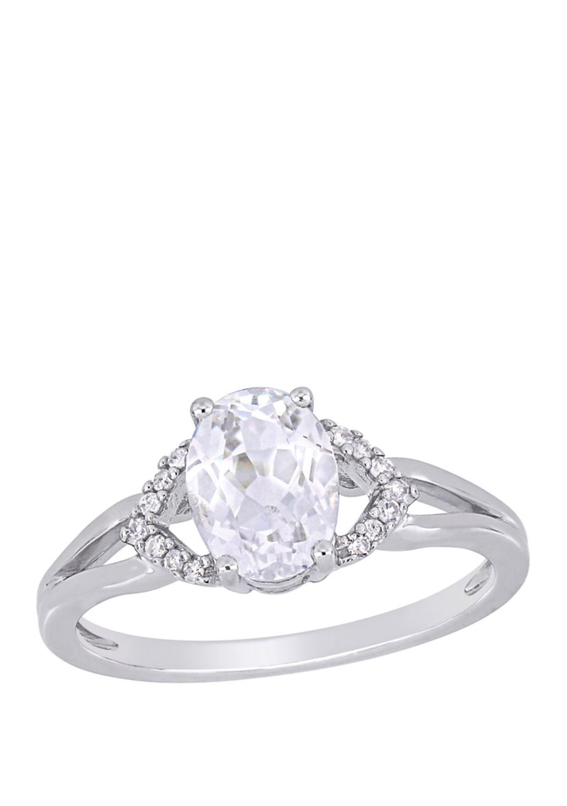 2 ct. t.w. Lab Created White Sapphire and 1/10 ct. t.w. Diamond Accent Split Shank Engagement Ring in 10K White Gold