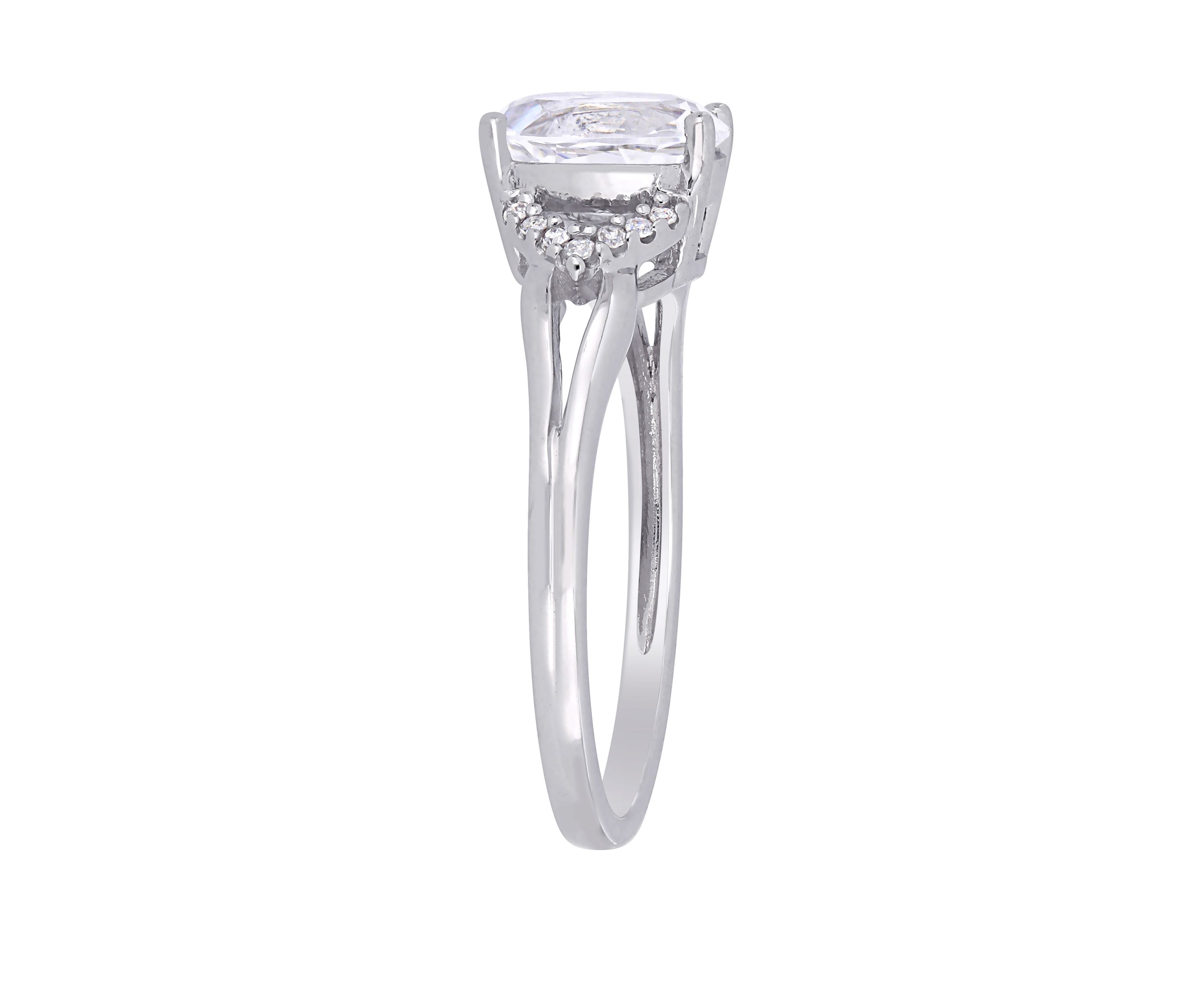 2 ct. t.w. Lab Created White Sapphire and 1/10 ct. t.w. Diamond Accent Split Shank Engagement Ring in 10K White Gold