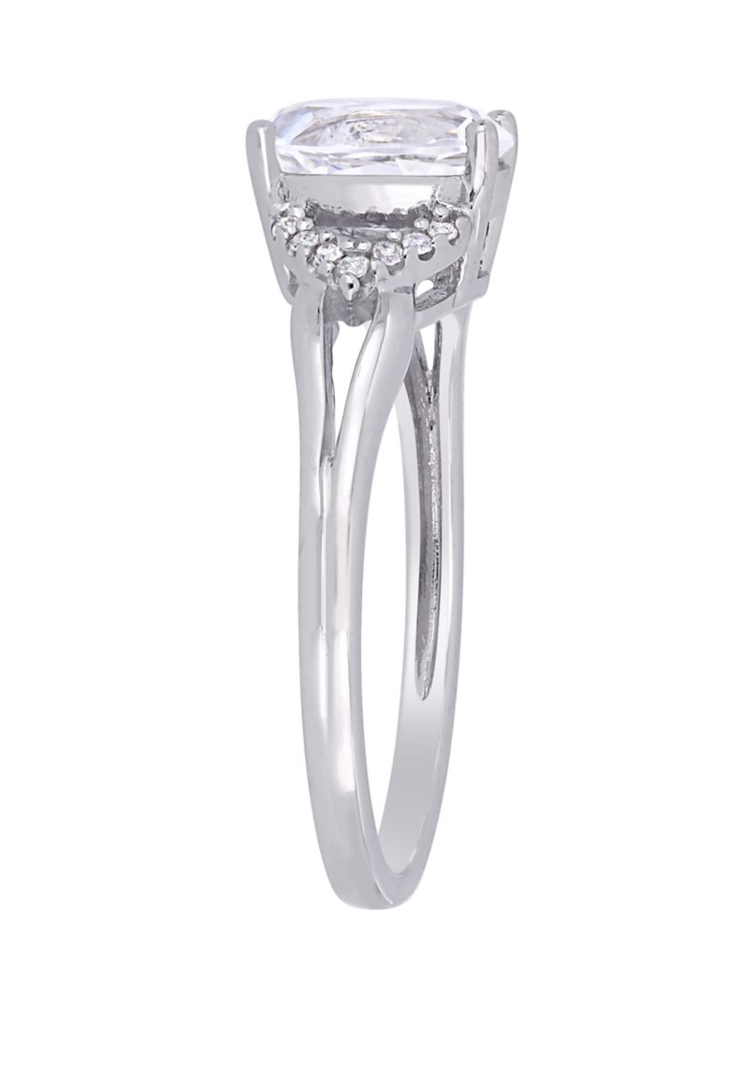2 ct. t.w. Lab Created White Sapphire and 1/10 ct. t.w. Diamond Accent Split Shank Engagement Ring in 10K White Gold