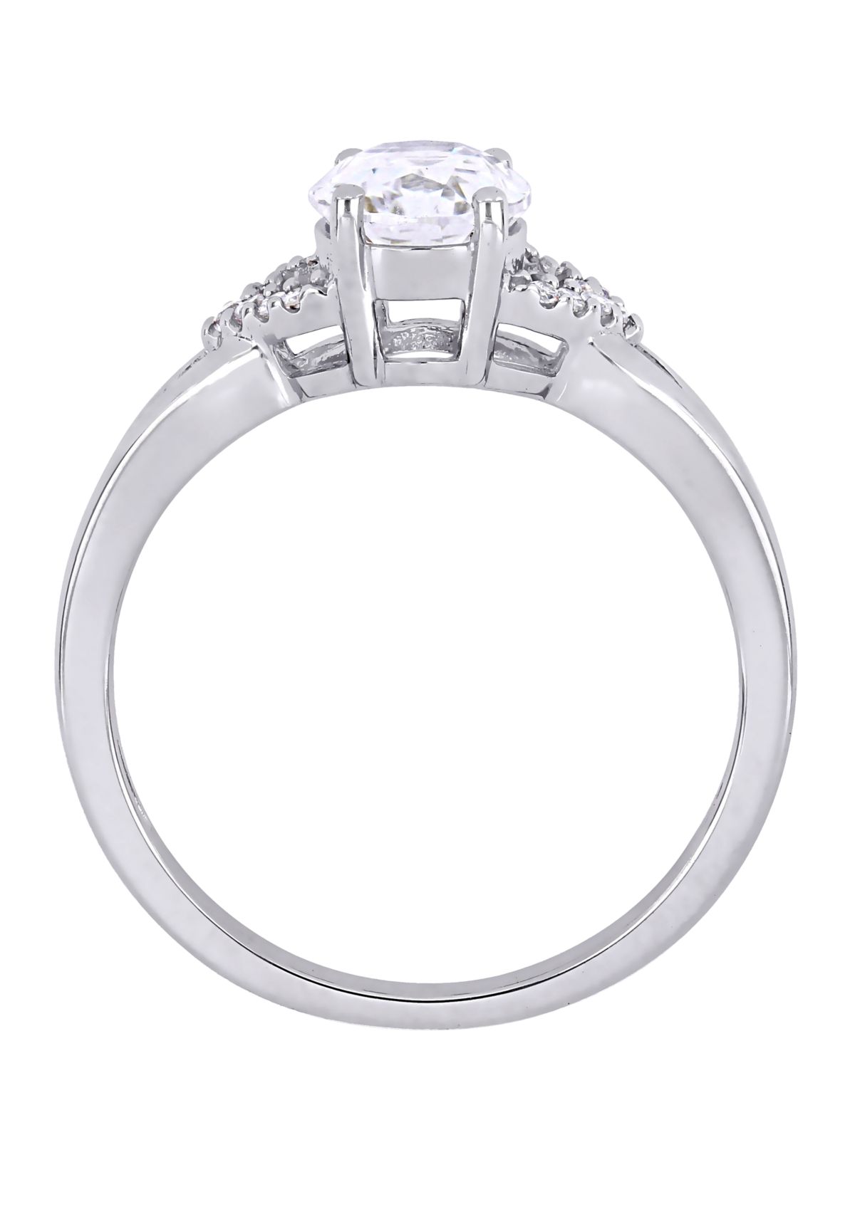2 ct. t.w. Lab Created White Sapphire and 1/10 ct. t.w. Diamond Accent Split Shank Engagement Ring in 10K White Gold
