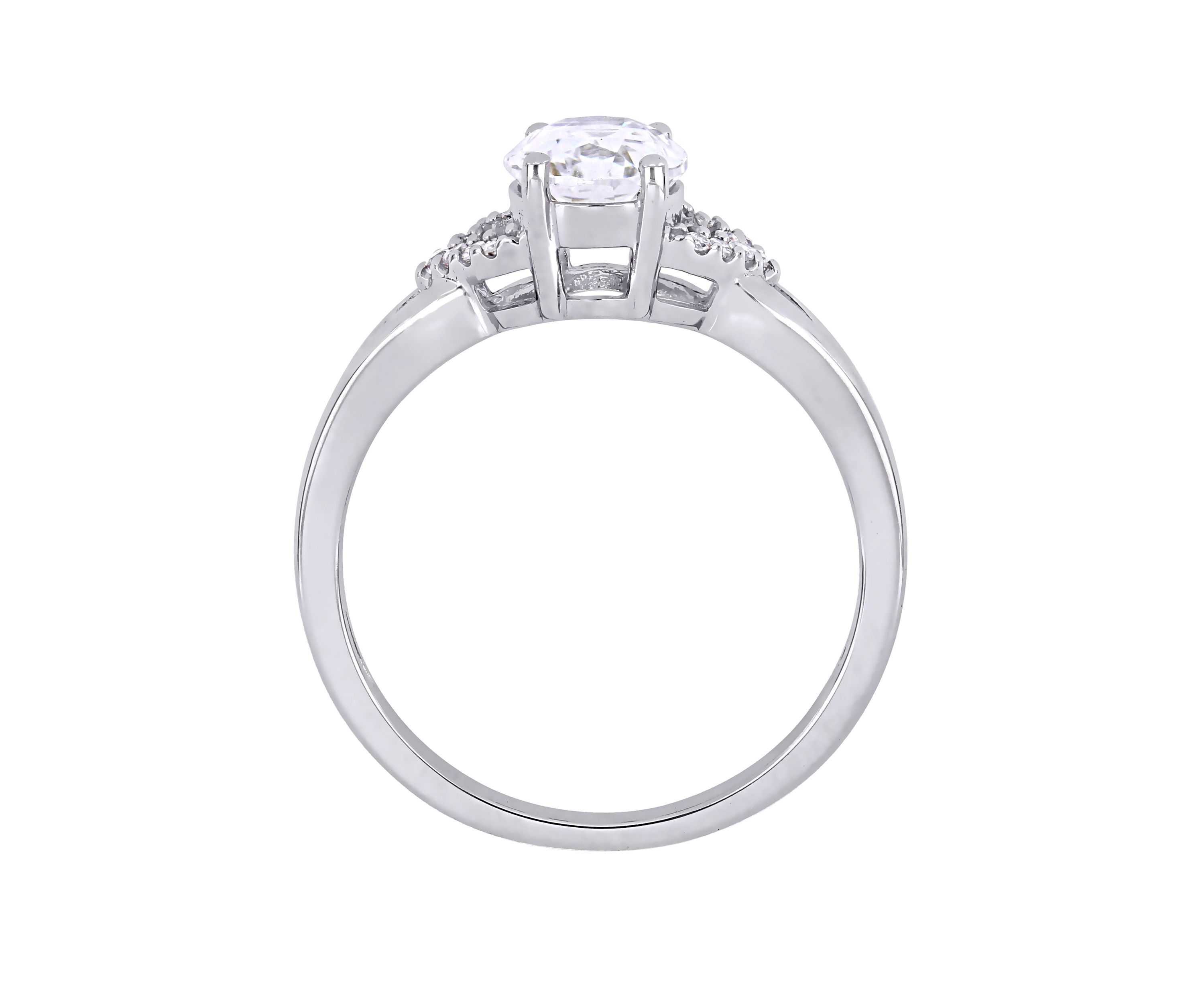 2 ct. t.w. Lab Created White Sapphire and 1/10 ct. t.w. Diamond Accent Split Shank Engagement Ring in 10K White Gold