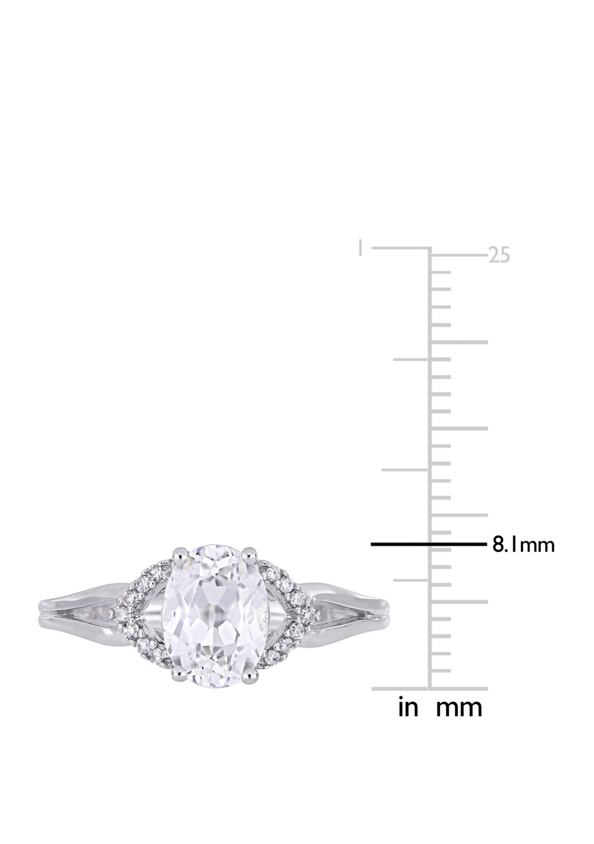 2 ct. t.w. Lab Created White Sapphire and 1/10 ct. t.w. Diamond Accent Split Shank Engagement Ring in 10K White Gold