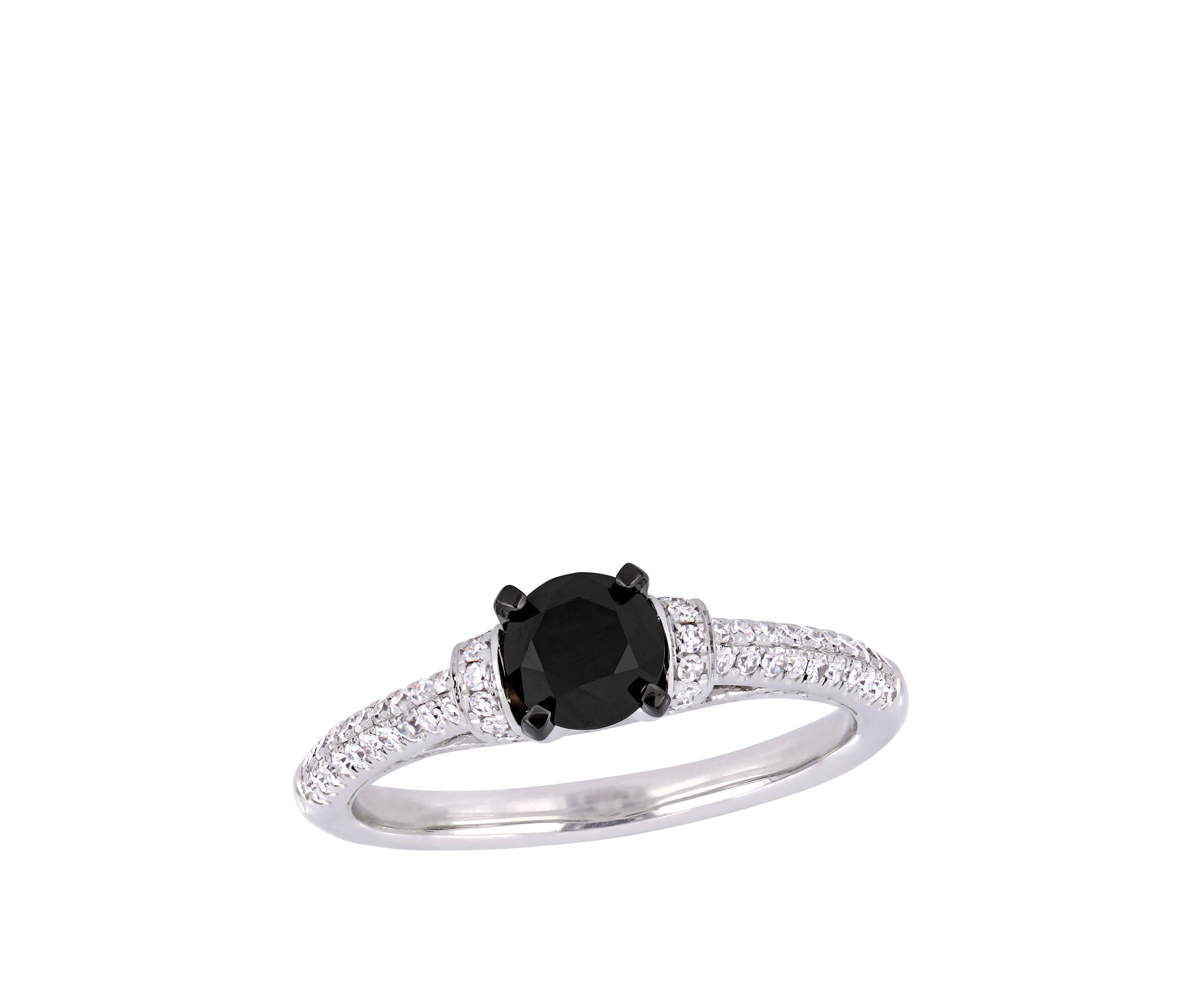 1 ct. t.w. Black and White Diamond Engagement Ring in 14K Yellow Gold